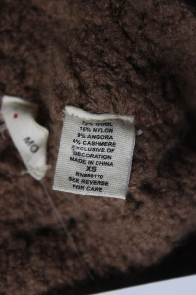 Moth Women's Long Sleeve Wool Fringe Trim Cardigan Sweater Brown Size XS