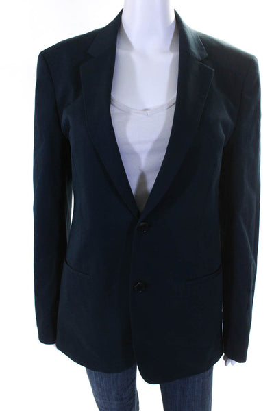 Theory Womens Two Button Collared Slim Blazer Suit Jacket Dark Blue Size 36