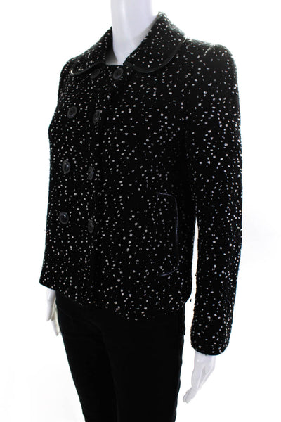 Cynthia Cynthia Steffe Womens Double Breasted Speckled Jacket Black Wool Small