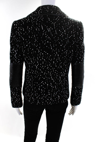 Cynthia Cynthia Steffe Womens Double Breasted Speckled Jacket Black Wool Small