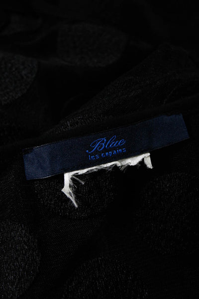 Blue Les Copains Womens Sheer Polka Dot Short Sleeve Blouse Top Black Size 50 M