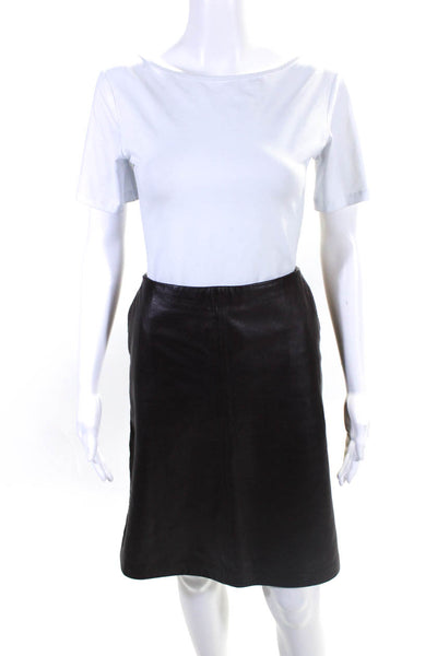 Weekend Max Mara Womens Leather Neoprene Pencil Skirt Dark Purple Size 12