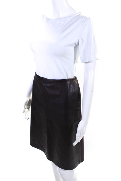 Weekend Max Mara Womens Leather Neoprene Pencil Skirt Dark Purple Size 12