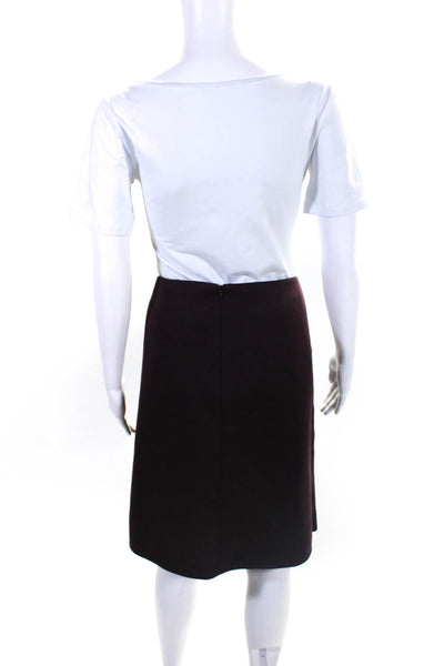 Weekend Max Mara Womens Leather Neoprene Pencil Skirt Dark Purple Size 12