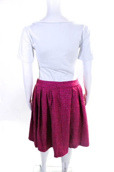 Frances Valentine Womens Woven Boucle Check Pleated Midi Skirt Pink Size Medium