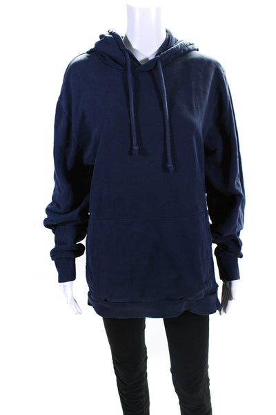 Outdoor Voices Womens Ribbed Hooded Pullover Sweatshirt Blue Size Large