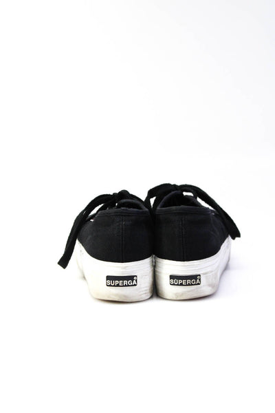 Superga Womens Low Top Platform Sneakers Black Size 35 5
