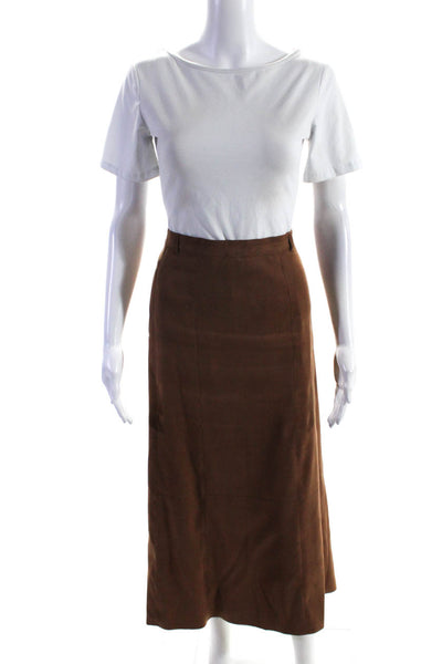 BASLER Women's Suede A Line Midi Skirt Brown Size 34