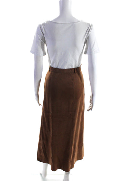 BASLER Women's Suede A Line Midi Skirt Brown Size 34