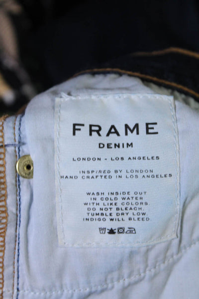 Frame Womens Dark Wash Button Closure Five Pocket Skinny Jeans Blue Size 25