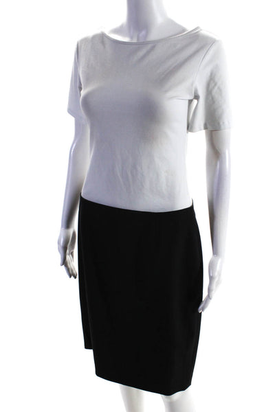 Elie Tahari Womens Wool Back Split Zip Up Knee Length Pencil Skirt Black Size 8