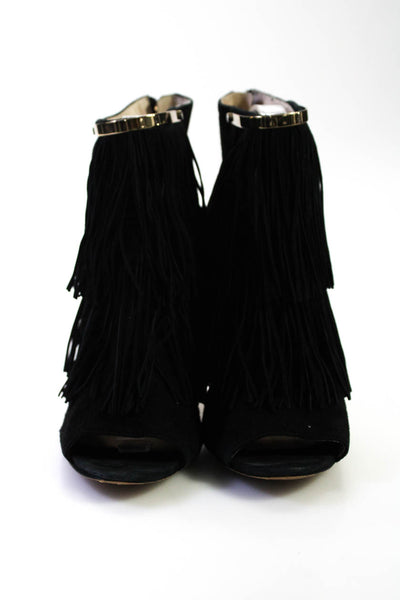 Louise et Cie Womens Side Zip Stiletto Peep Toe Booties Black Suede Size 9.5M