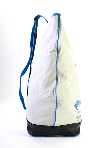 Versace Sport Womens Single Handle Reversible Gym Tote Handbag Blue White