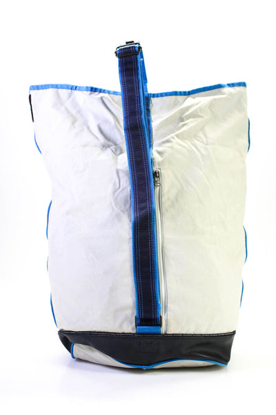 Versace Sport Womens Single Handle Reversible Gym Tote Handbag Blue White