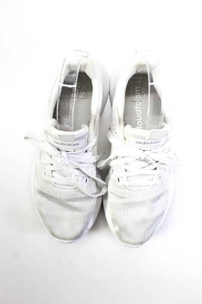 Adidas Womens Striped Mesh Textured Lace-Up Running Sneakers White Size 6