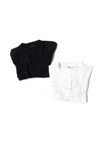 Faherty J Crew Womens Cotton Blouses Shirts Tops White Black Size L 10 Lot 2