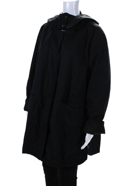 Barneys New York Womens Hooded Jacket Black Cotton Blend Size Extra Large
