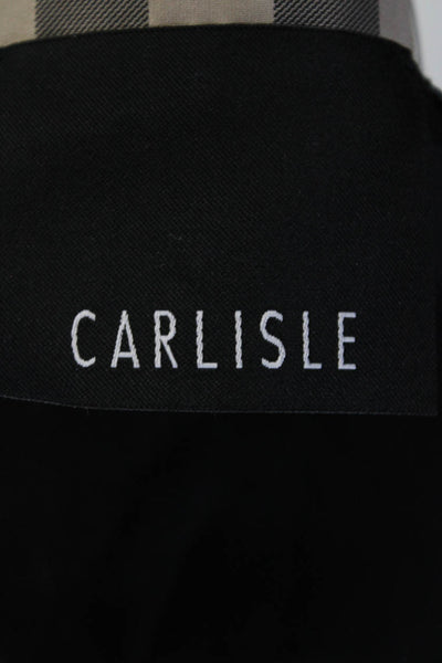Carlisle Womens Checks Plaid Short Sleeves Jacket Beige Black Size 12