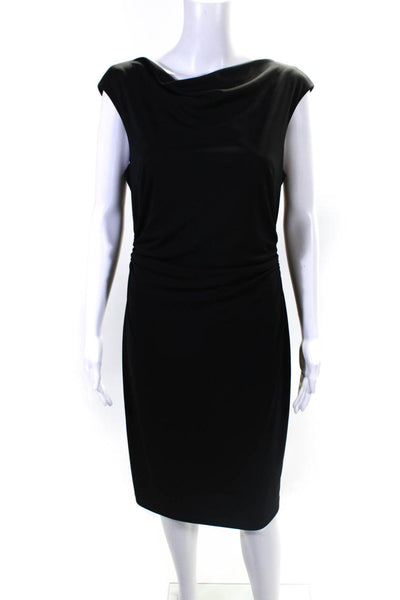 David Meister Womens Ruched Cowl Neck Sleeveless Sheath Dress Black Size 10