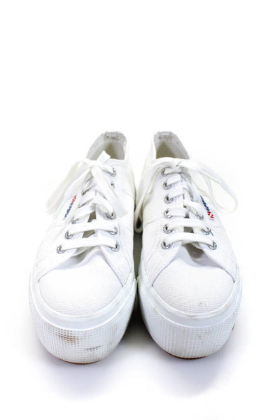 Superga Womens Canvas Low Top Lace Up Platform Sneakers White Size 36 6W