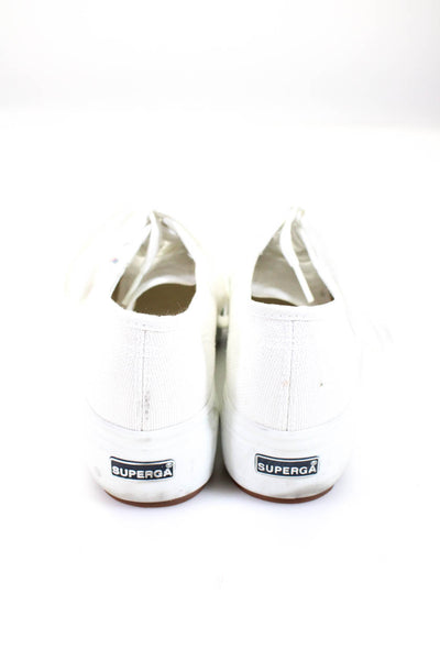 Superga Womens Canvas Low Top Lace Up Platform Sneakers White Size 36 6W