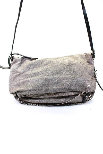 Jimmy Choo Womens Silver Chain Detail Flap Zip Shoulder Bag Handbag