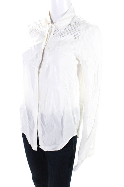 The Kooples lace Trim Collared Button Down Blouse White Size XS