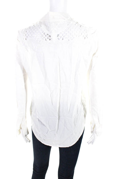 The Kooples lace Trim Collared Button Down Blouse White Size XS
