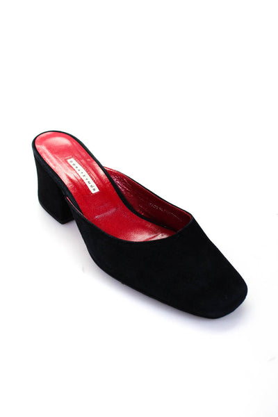 Dorateymur Women's Suede Square Toe Slip On Mule Heels Black Size 7