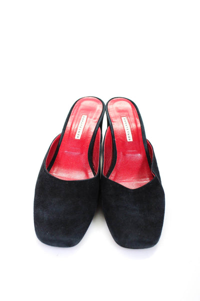 Dorateymur Women's Suede Square Toe Slip On Mule Heels Black Size 7