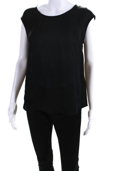 Joie Womens Black Silk Scoop Neck Flowy Sleeveless Blouse Top Size XS