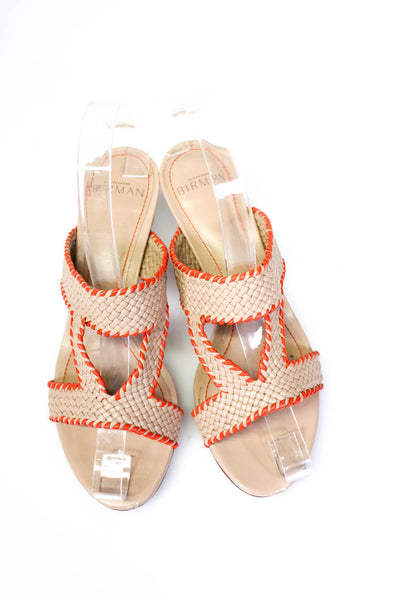 Alexandre Birman Womens Brown Orange Slip On Sculpted Heels Sandals Shoes Size 6