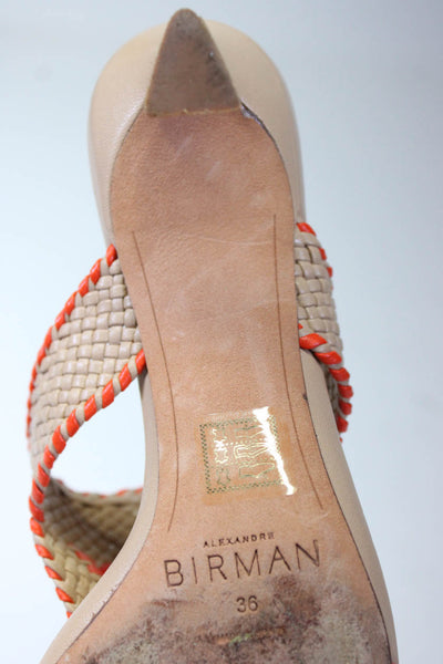 Alexandre Birman Womens Brown Orange Slip On Sculpted Heels Sandals Shoes Size 6