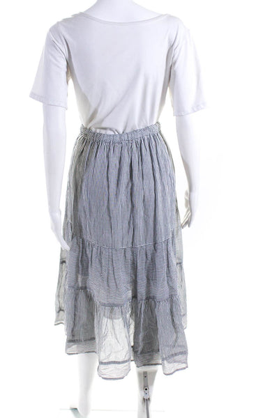 Xirena Womens Cotton Striped Tiered Buttoned Tied A-Line Skirt Gray Size XS