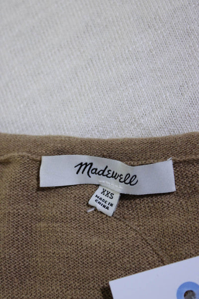 Madewell Womens Linen Colorblock Round Neck Long Sleeve Sweater Green Size 2XS