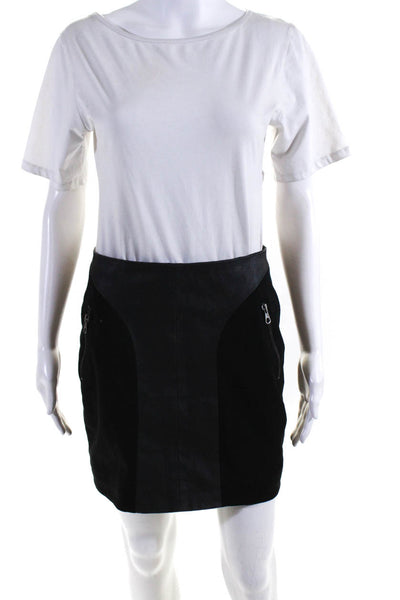 Rag & Bone Women's Cotton Blend Zip Up Pencil Skirt Black Size 2