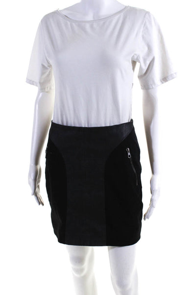 Rag & Bone Women's Cotton Blend Zip Up Pencil Skirt Black Size 2