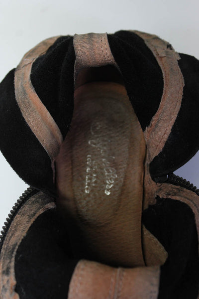 Seychelles Women's Suede Block Heel Zip Up Ankle Boots Black Size 6