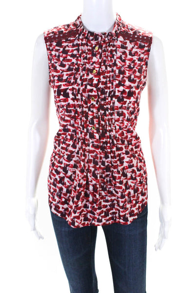 Kate Spade New York Womens Abstract Print Sleeveless Blouses Multicolor Size S