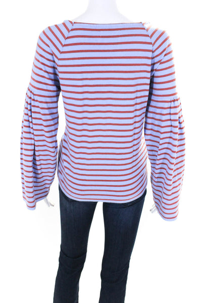 Madewell Womens Striped Long Sleeves Blouse Blue Red Cotton Size Small