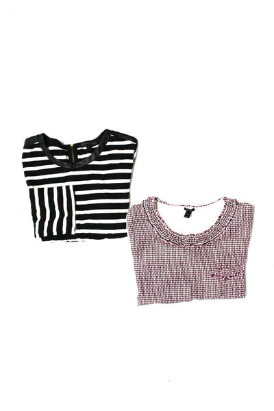 J Crew Womens Striped Tweed Shirt Black Pink Size Medium Lot 2