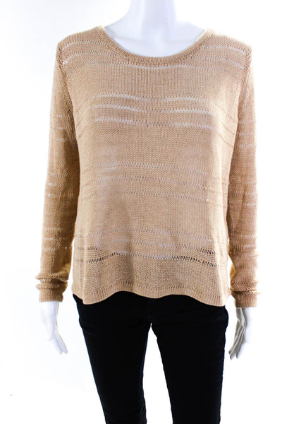 Rag & Bone Womens Brown Open Knit Cotton Scoop Neck Sweater Top Size XS