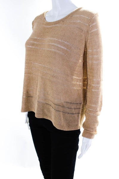 Rag & Bone Womens Brown Open Knit Cotton Scoop Neck Sweater Top Size XS