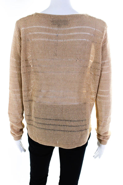 Rag & Bone Womens Brown Open Knit Cotton Scoop Neck Sweater Top Size XS