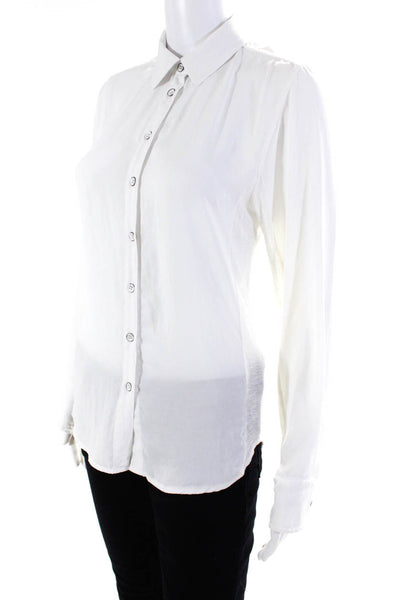 Rag & Bone Womens White Collar Long Sleeve Button Down Blouse Top Size M