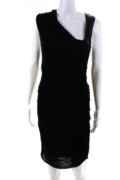 Helmut Lang Womens Black Scoop Neck Sleeveless Ruched Wiggle Dress Size S
