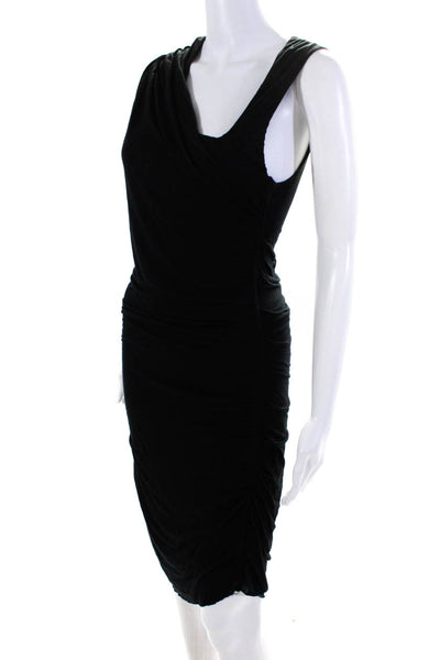 Helmut Lang Womens Black Scoop Neck Sleeveless Ruched Wiggle Dress Size S