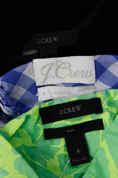 J Crew Women's Tank Top Button Down Shirts Green Blue Black Size 4 8 10 Lot 3