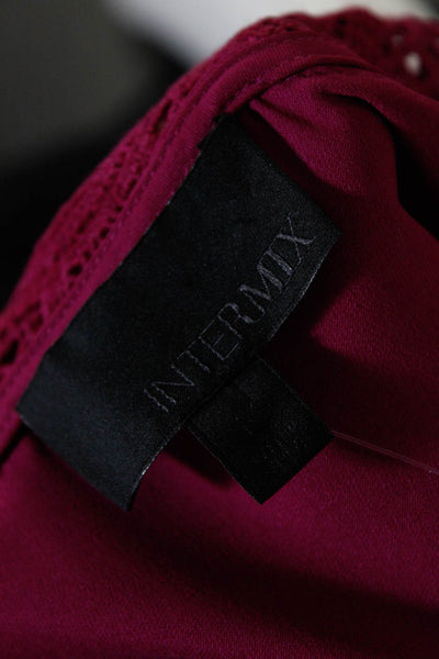 Intermix Women's Satin Embroidered Off Shoulder Blouse Purple Size M