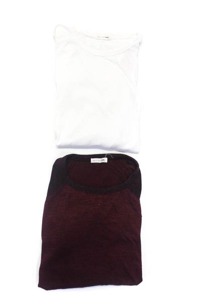 Rag & Bone Jean Womens Knit Long Sleeve Casual Shirts Red White Size M Lot 2